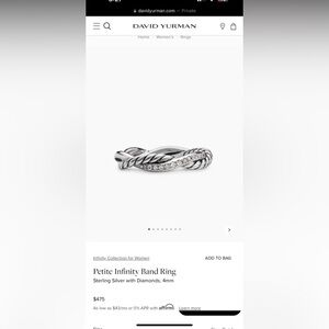 DAVID YURMAN Petite Infinity Band Ring with Diamonds